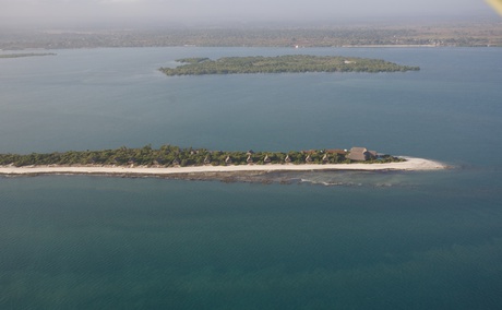 Arial footage of Lazy Lagoon Island 